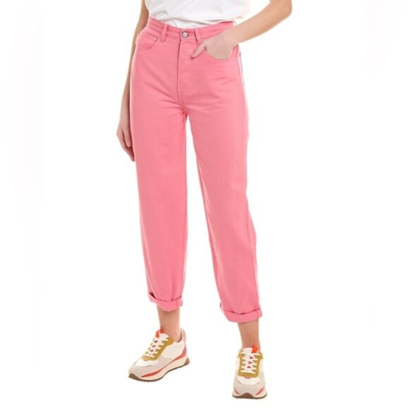 NWT BOYISH The Toby Straight Jeans Pretty Pink Tapered High Waist Button Fly 26 - Picture 2 of 16
